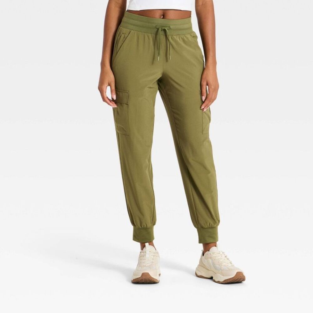 Women's Active Light Mid-Rise Jogger Pants - All In Motion Dark Olive Green L
